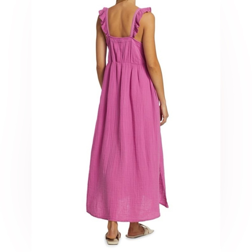 Xirena Leyla Gauze Midi Dress XL Pink Boho Flowy Cotton Sleeveless V Neck - Picture 4 of 13